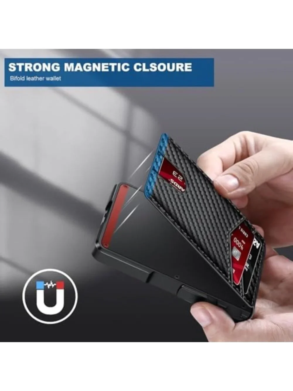 Slim Minimalist Wallet for Men, RFID Protected, Holds 9-13 Cards, Compact Design